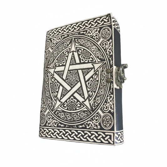 Handmade Leather Bound Medium Antique Pentagram Journal - 13cm x 18cm x 4cm-Hand Picked Imports