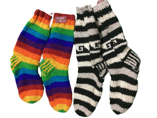 Adult Woolen Rainbow Festival BoHo Unisex Hippie Socks-Hand Picked Imports