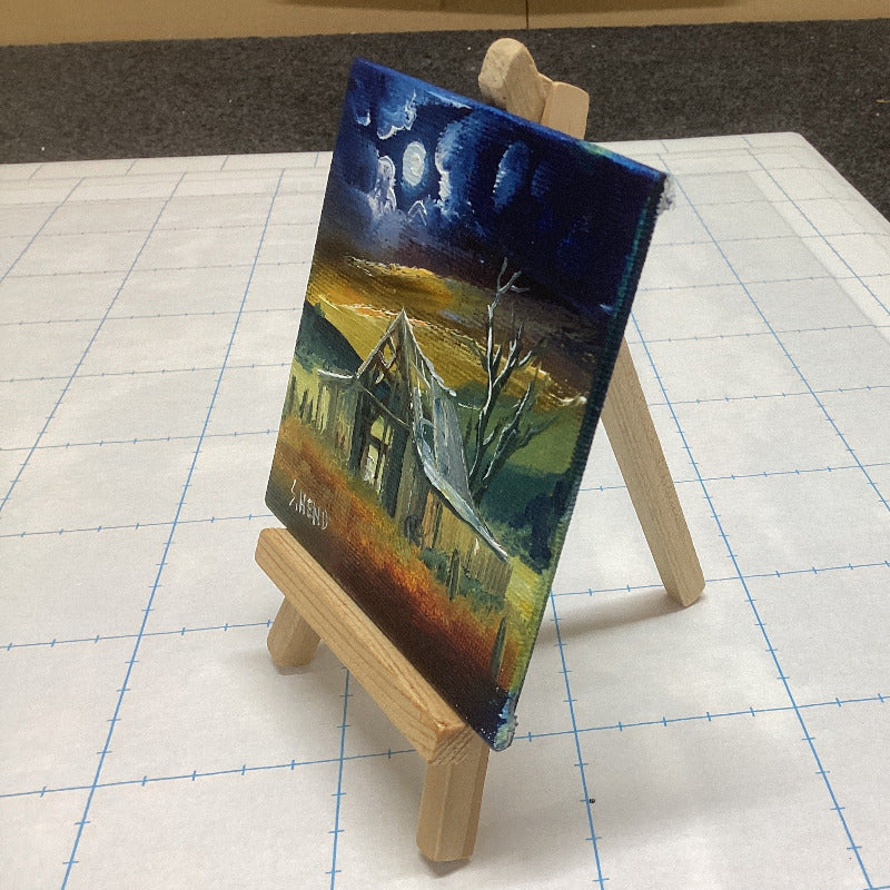 Miniature Oil Paintings on Canvases with Easel By Susan Hend Russell Size 10x10cm-Hand Picked Imports