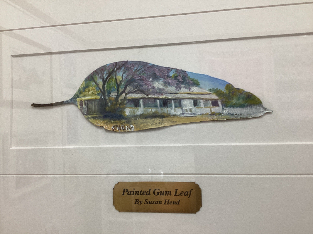 Saw Mill Cottage Blackbutt QLD on Hand Painted Gum Leaf By Artist Sue Hend Russell-Hand Picked Imports