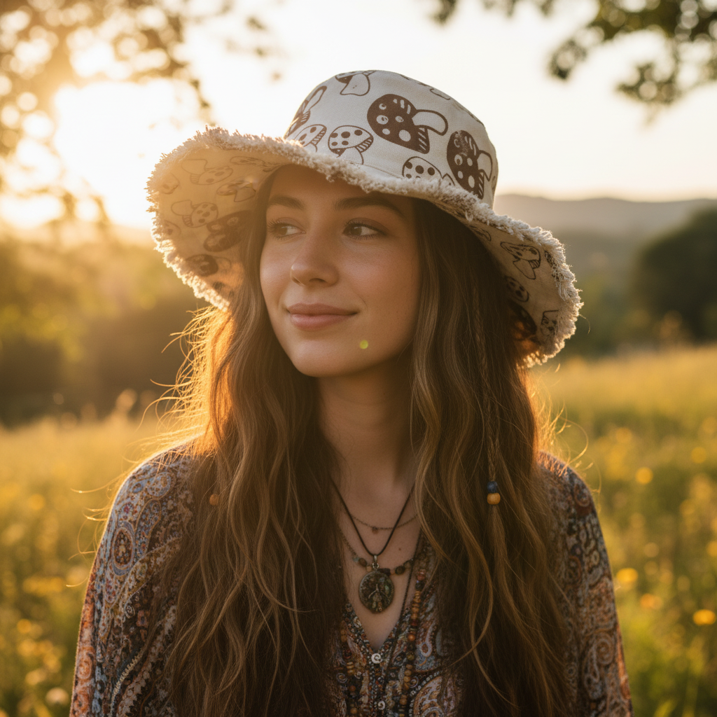 Funky Unisex Cotton Mushroom Print Festival Bucket Hat-Hand Picked Imports