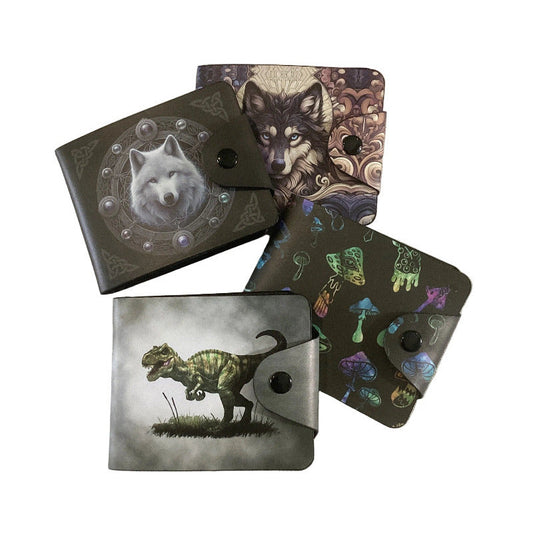 Mens Wolf Dinosaw Mushroom Printed Wallets-Hand Picked Imports