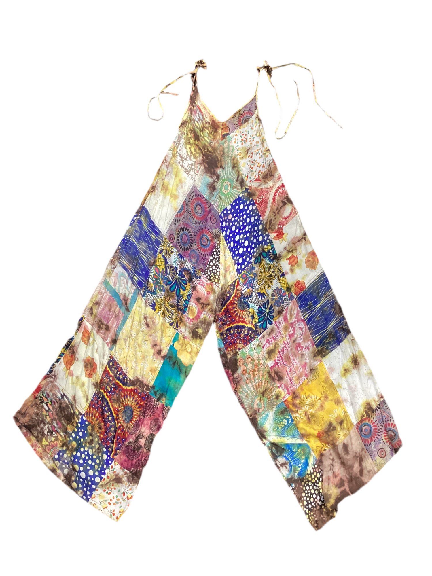 Straight Leg Cotton Patchwork Jumpsuit Fits Size 8 to 14-Hand Picked Imports