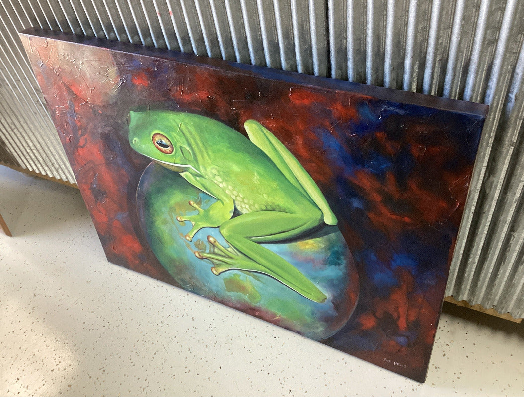Grip on the World White-Lipped Green Tree Frog Canvas-Hand Picked Imports