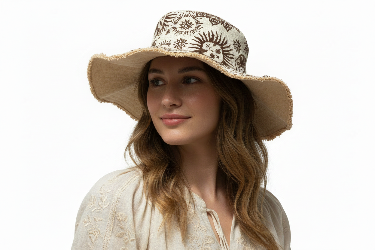 Funky Unisex Cotton Sun Print Festival Hat Size Medium-Hand Picked Imports