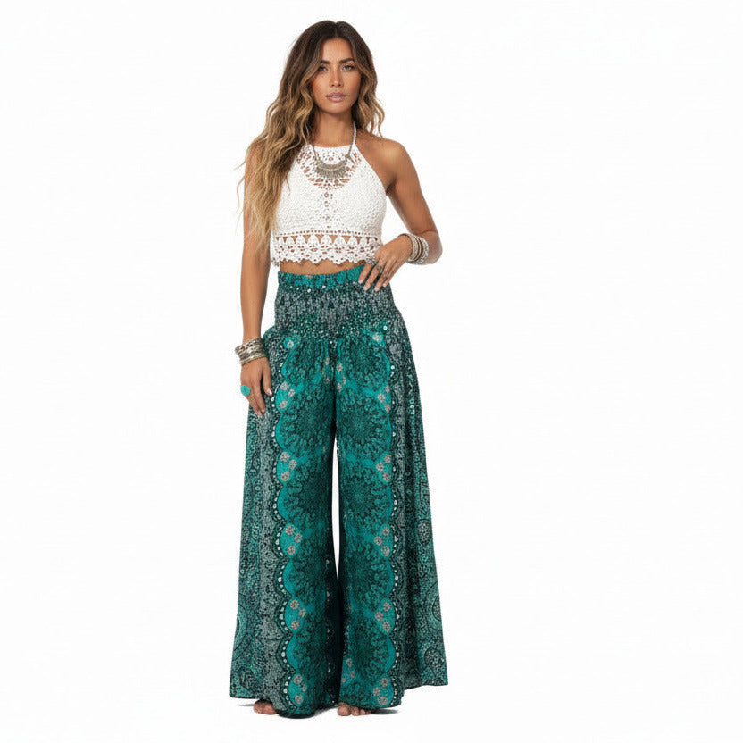 Ladies Rayon Floral Mandala Pants Size: Free size or Medium to XL-Hand Picked Imports