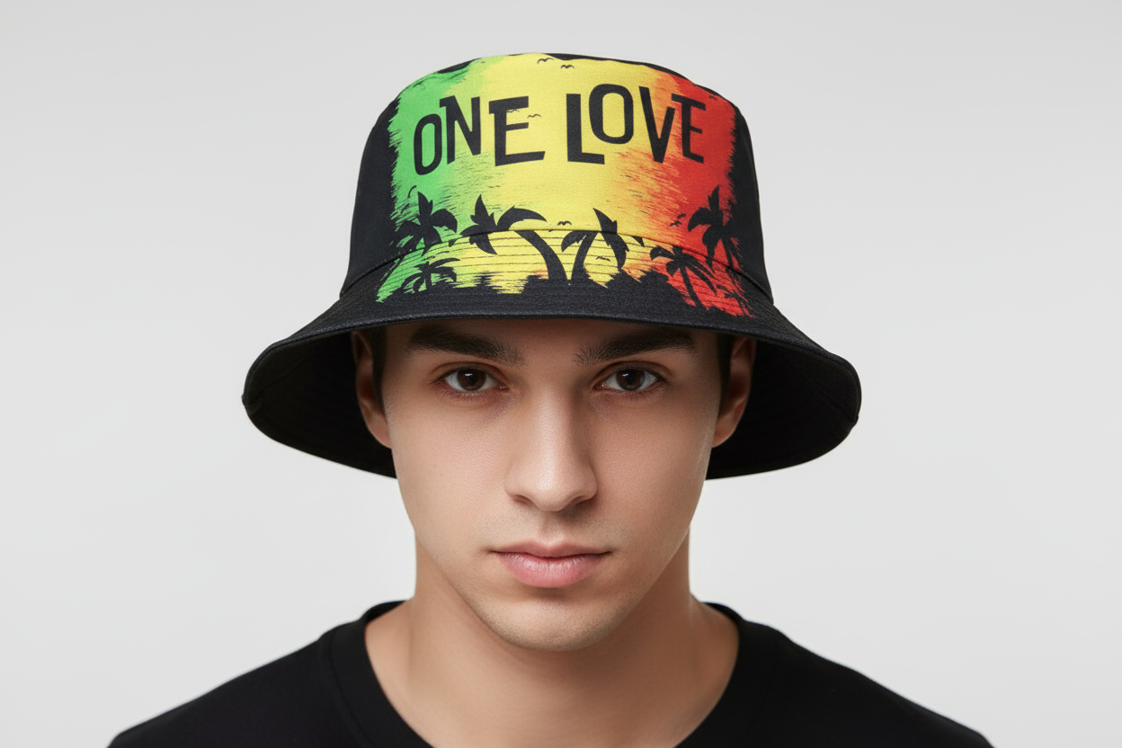 Kombi Avocado or One Love Unisex Reversible Cotton Printed Bucket Hat-Hand Picked Imports