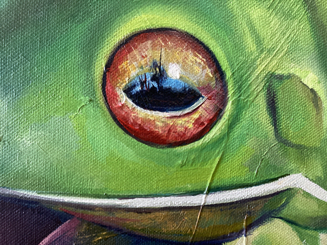 Grip on the World White-Lipped Green Tree Frog Canvas-Hand Picked Imports