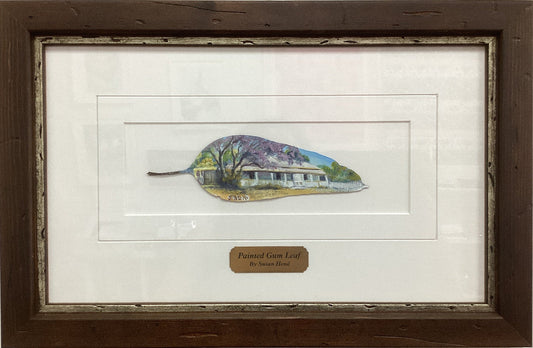 Saw Mill Cottage Blackbutt QLD on Hand Painted Gum Leaf By Artist Sue Hend Russell-Hand Picked Imports