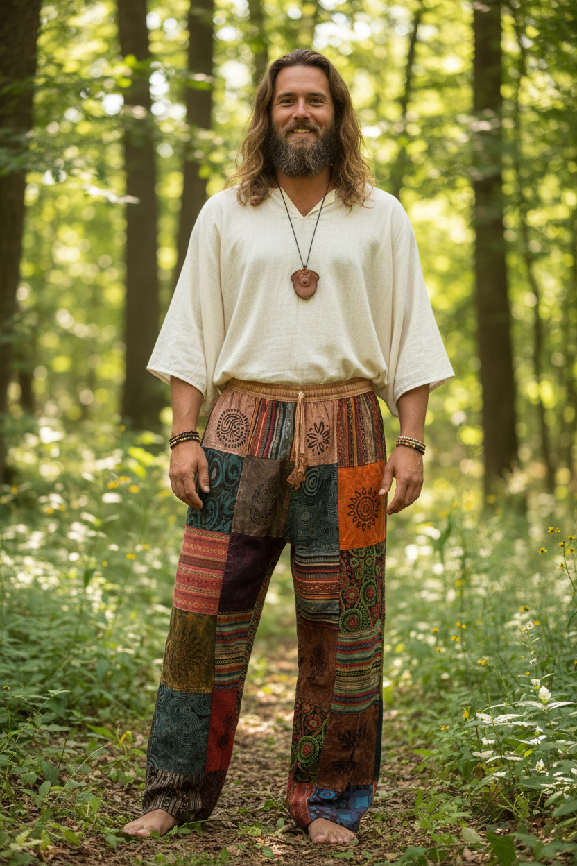 Men's/ Unisex Thick Cotton Winter Patchwork Hippie Pants From Nepal Size 3XL-Hand Picked Imports