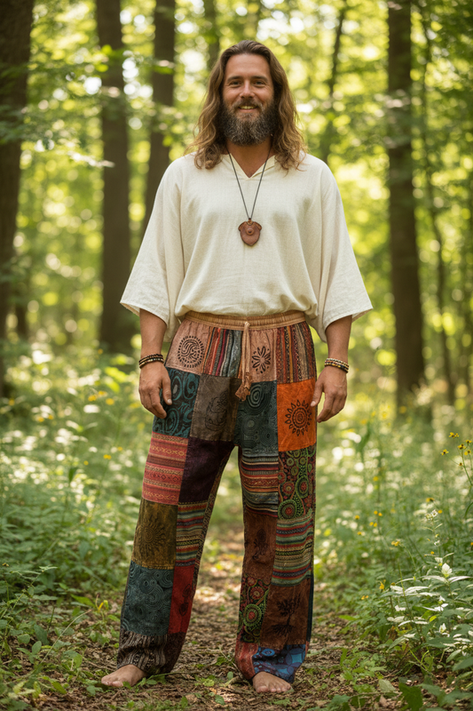 Men's/ Unisex Thick Cotton Winter Patchwork Hippie Pants From Nepal Size 3XL-Hand Picked Imports