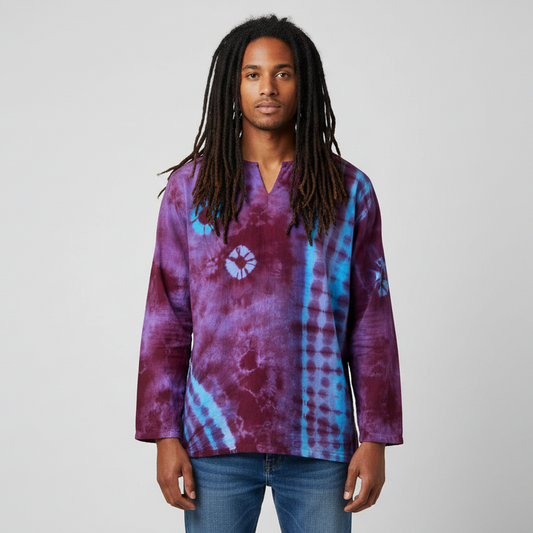 Men's/ Unisex Tie Dyed Long Sleeve BoHo Hippie Shirt Sizes 2XL & 4XL-Hand Picked Imports