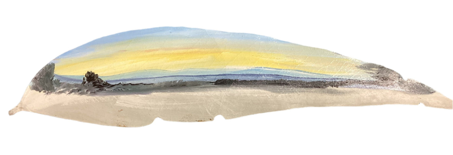 "Settlers Hut with Windmill" Hand Painted Gum Leaf By Artist Sue Hend Russell-Hand Picked Imports