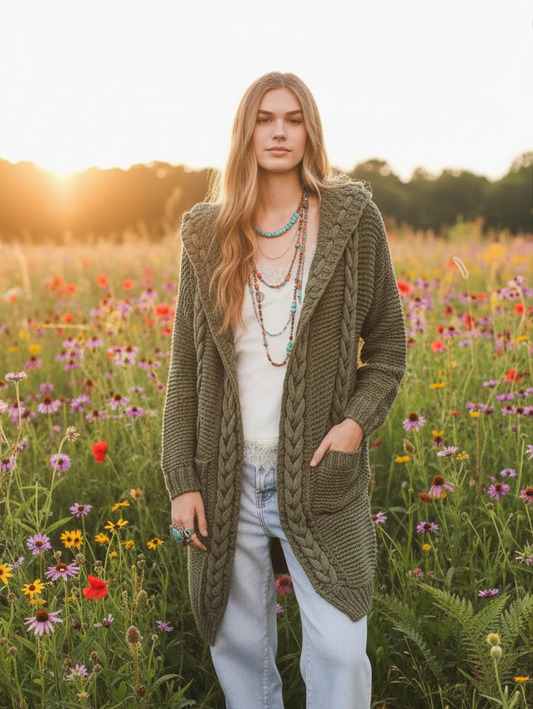 Ladies Long knit Winter Cardigan Sizes S/M or M/L-Hand Picked Imports