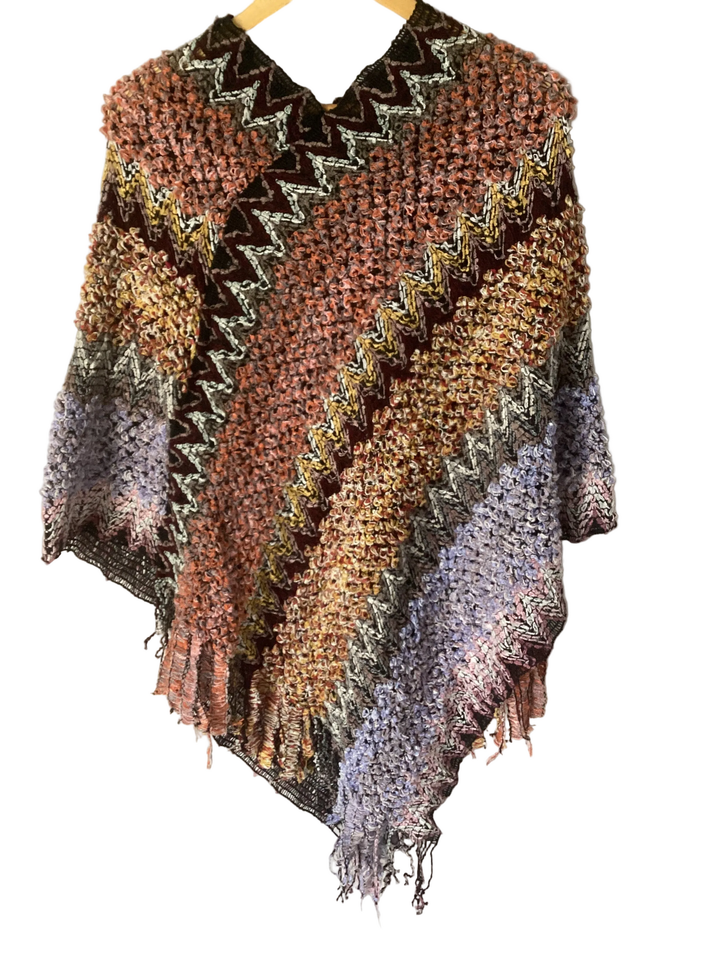 Ladies Zig Zag Diamond Ponchos Boho Style Free Size-Hand Picked Imports