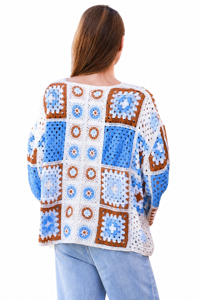 Ladies Blue Crochet Jumper – Sizes 10–16-Hand Picked Imports