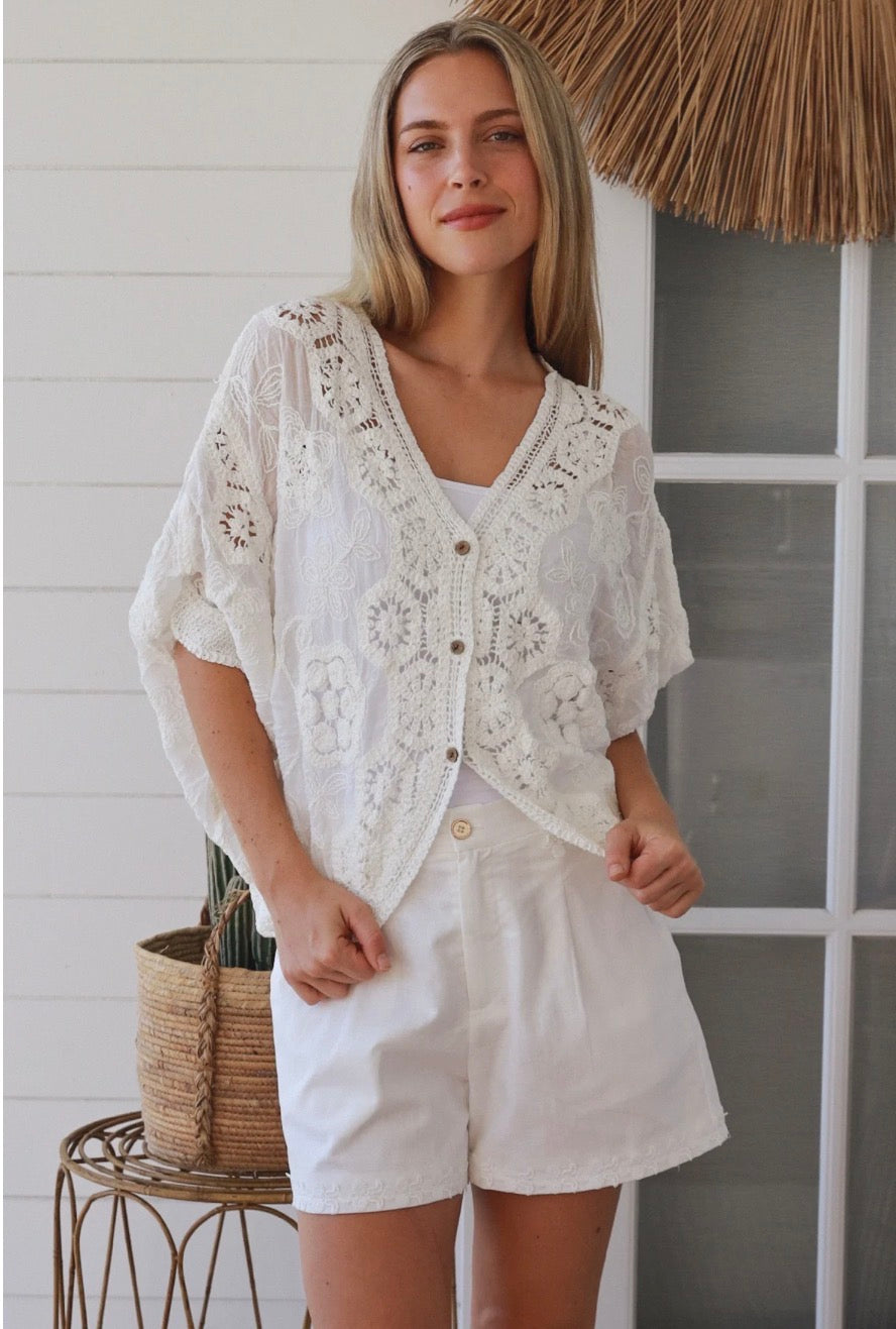 Ladies Lace Cardigans White Pink or Beige Size 10 to 14-Hand Picked Imports