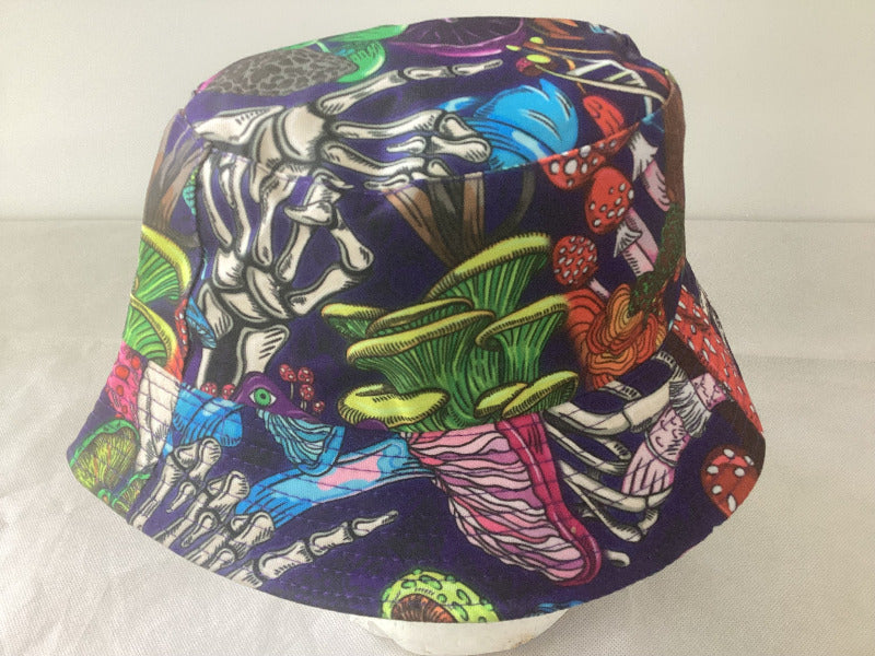 Funky Unisex Reversible Cotton Printed Trippy Mushroom Bucket Hat-Hand Picked Imports