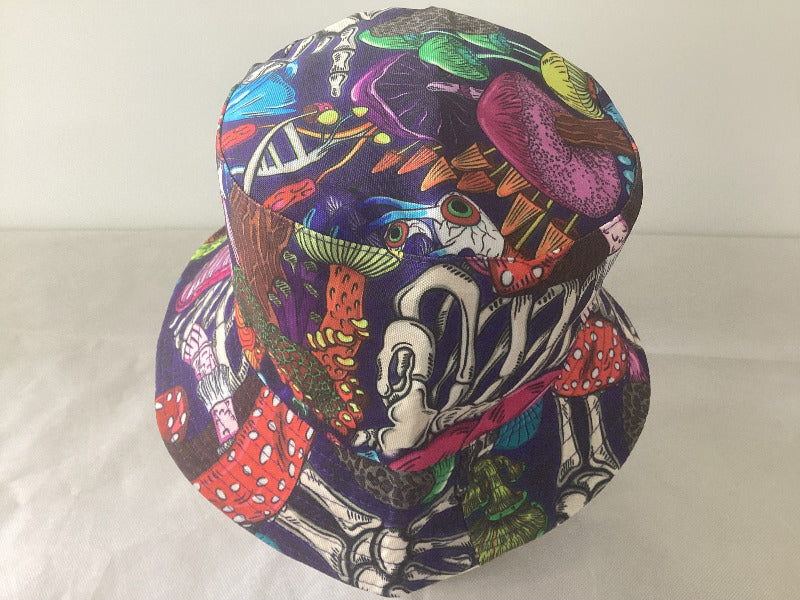 Funky Unisex Reversible Cotton Printed Trippy Mushroom Bucket Hat-Hand Picked Imports
