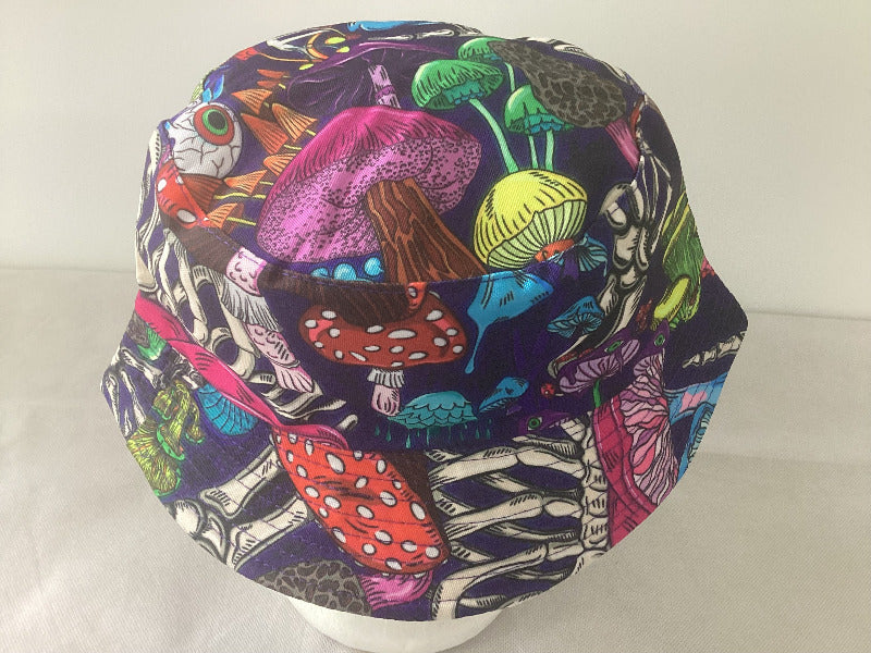 Funky Unisex Reversible Cotton Printed Trippy Mushroom Bucket Hat-Hand Picked Imports
