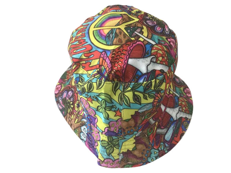 Funky Unisex Reversible Cotton Printed Boho Peace Bucket Hat Free Size-Hand Picked Imports