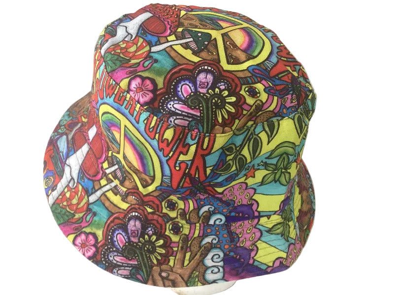 Funky Unisex Reversible Cotton Printed Boho Peace Bucket Hat Free Size-Hand Picked Imports
