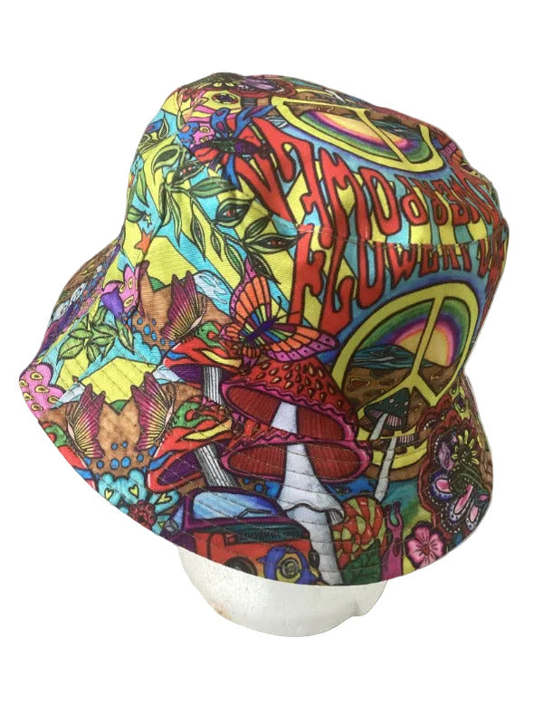 Funky Unisex Reversible Cotton Printed Boho Peace Bucket Hat Free Size-Hand Picked Imports