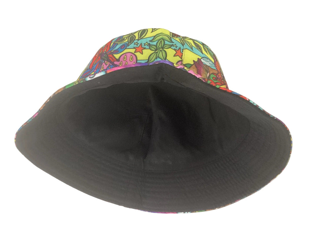 Funky Unisex Reversible Cotton Printed Boho Peace Bucket Hat Free Size-Hand Picked Imports
