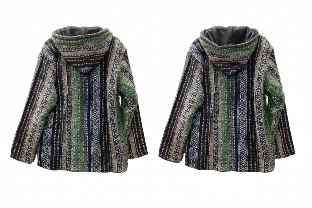 Lined Brushed Cotton Green Boho Winter Jacket Made in Nepal Size XL-Hand Picked Imports
