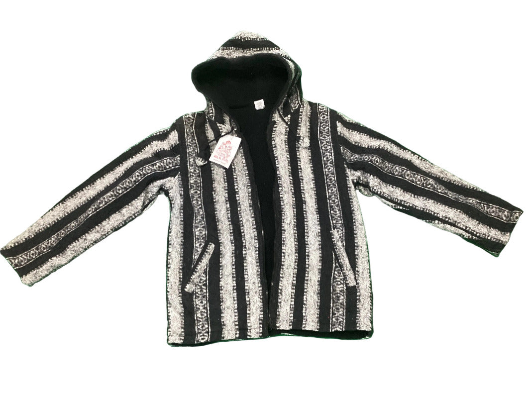 Lined Brushed Cotton Boho Winter Jacket Made in Nepal Size Small-Hand Picked Imports