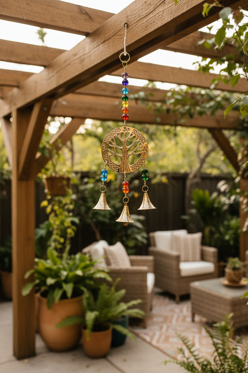 Brass Bells Tree of Life Chakra String Length 26cm-Hand Picked Imports