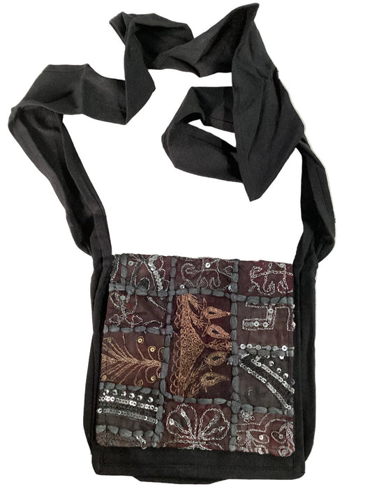 Sequins BoHo Hand Embroidered Bag Made in India Size 20x20cm Four Colours-Hand Picked Imports