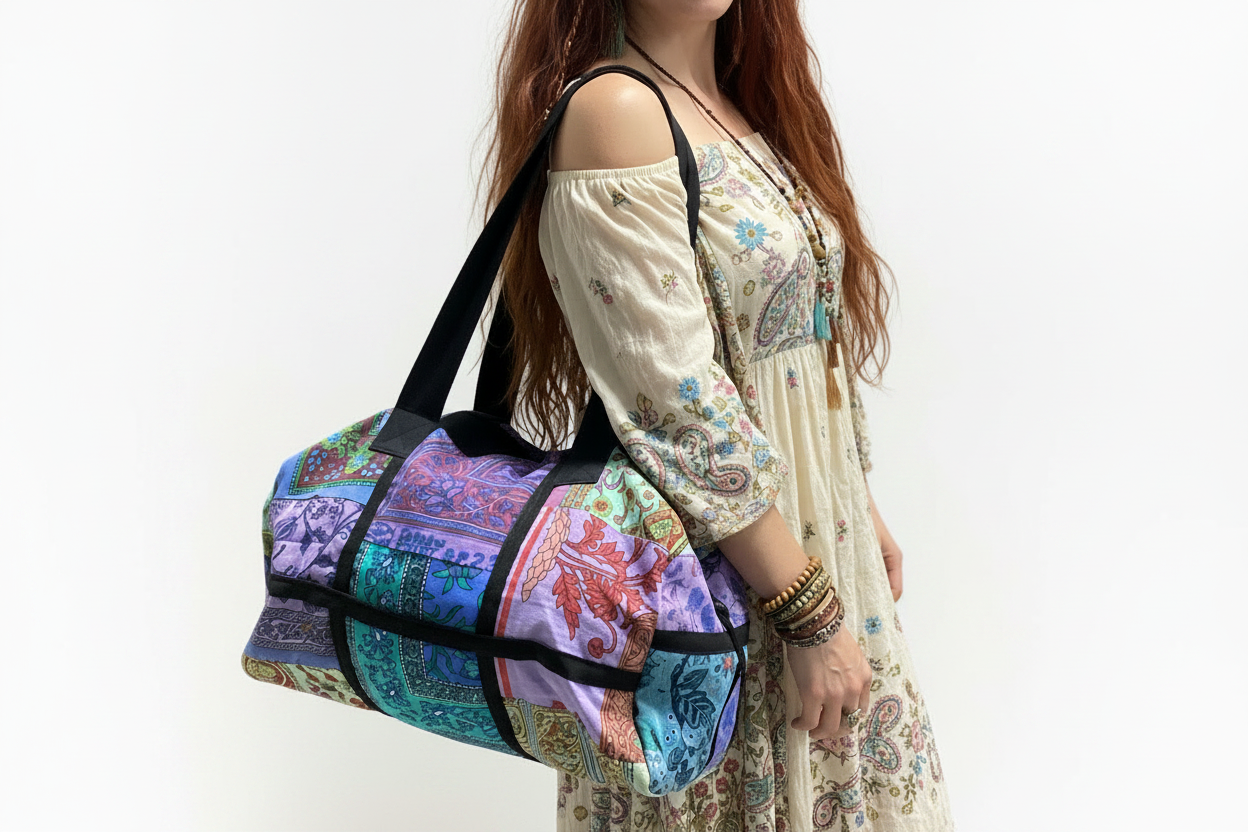 Cotton Overnight/Duffle Bag Handmade in India-Hand Picked Imports