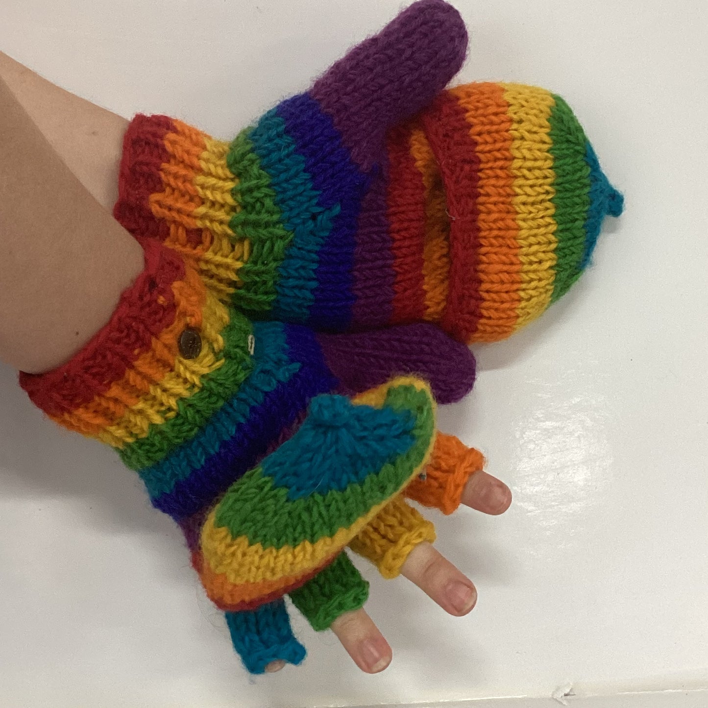 Woolen Adult Rainbow Mittens/ Gloves Handcrafted in Nepal-Hand Picked Imports