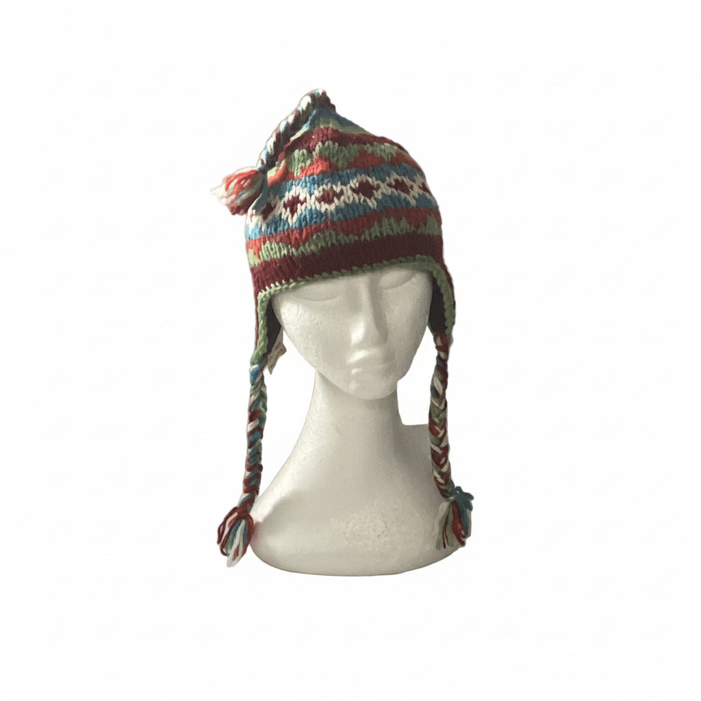 Kids Nepalese Hand Knitted Woolen Beanie Size Small-Hand Picked Imports