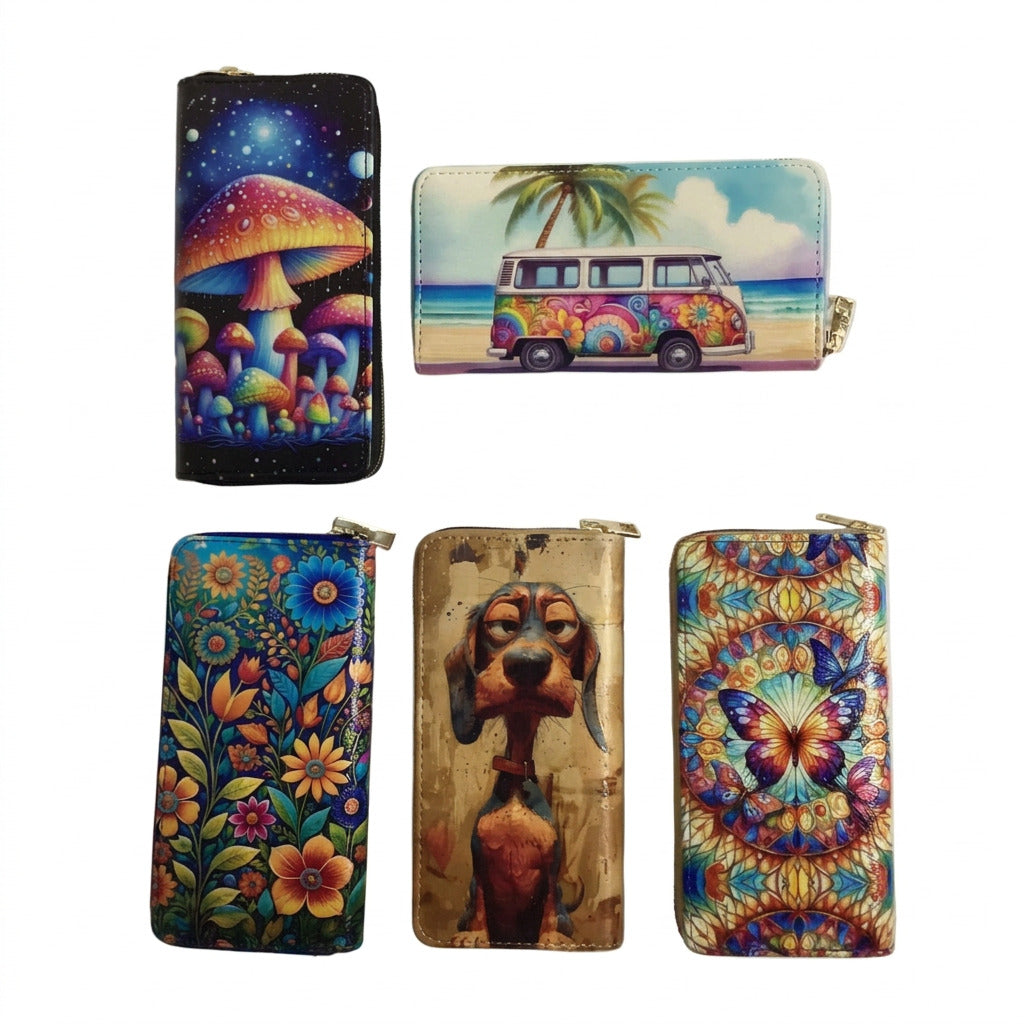 Large Printed Zip-Around Purse / Wallet-Hand Picked Imports