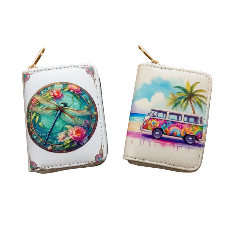 Small Printed Zip-Around Purse / Wallet – Kombi & Dragonfly-Hand Picked Imports