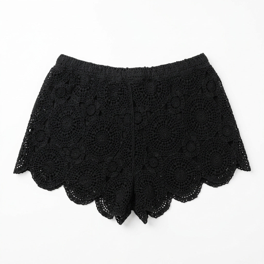 Ladies Lined Black Lace Shorts S/M-Hand Picked Imports