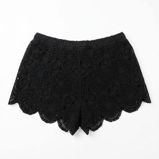 Ladies Lined Black Lace Shorts S/M-Hand Picked Imports