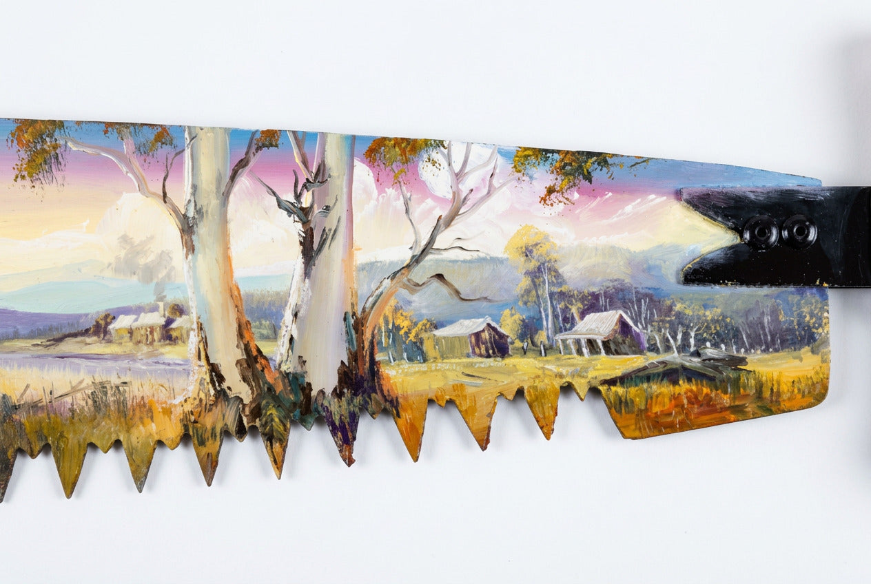 Where the River Bends | Hand Painted Miniature Crosscut Saw
