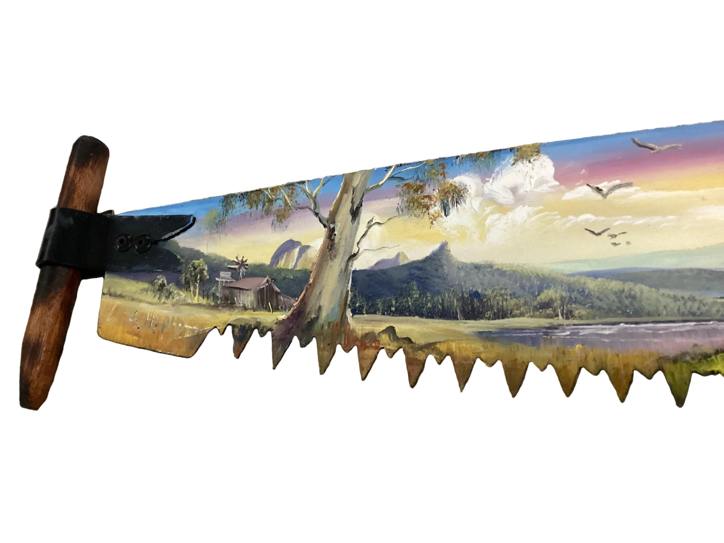 Where the River Bends | Hand Painted Miniature Crosscut Saw