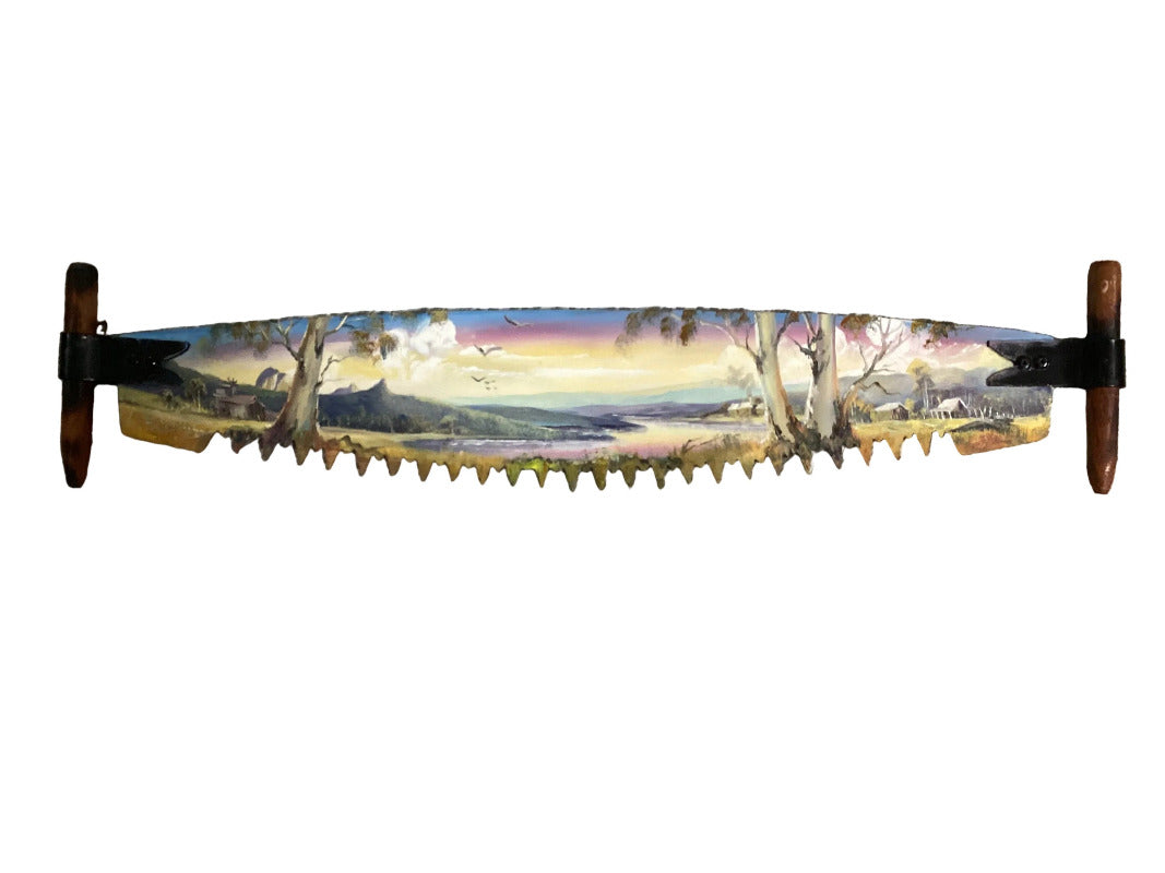 Where the River Bends | Hand Painted Miniature Crosscut Saw