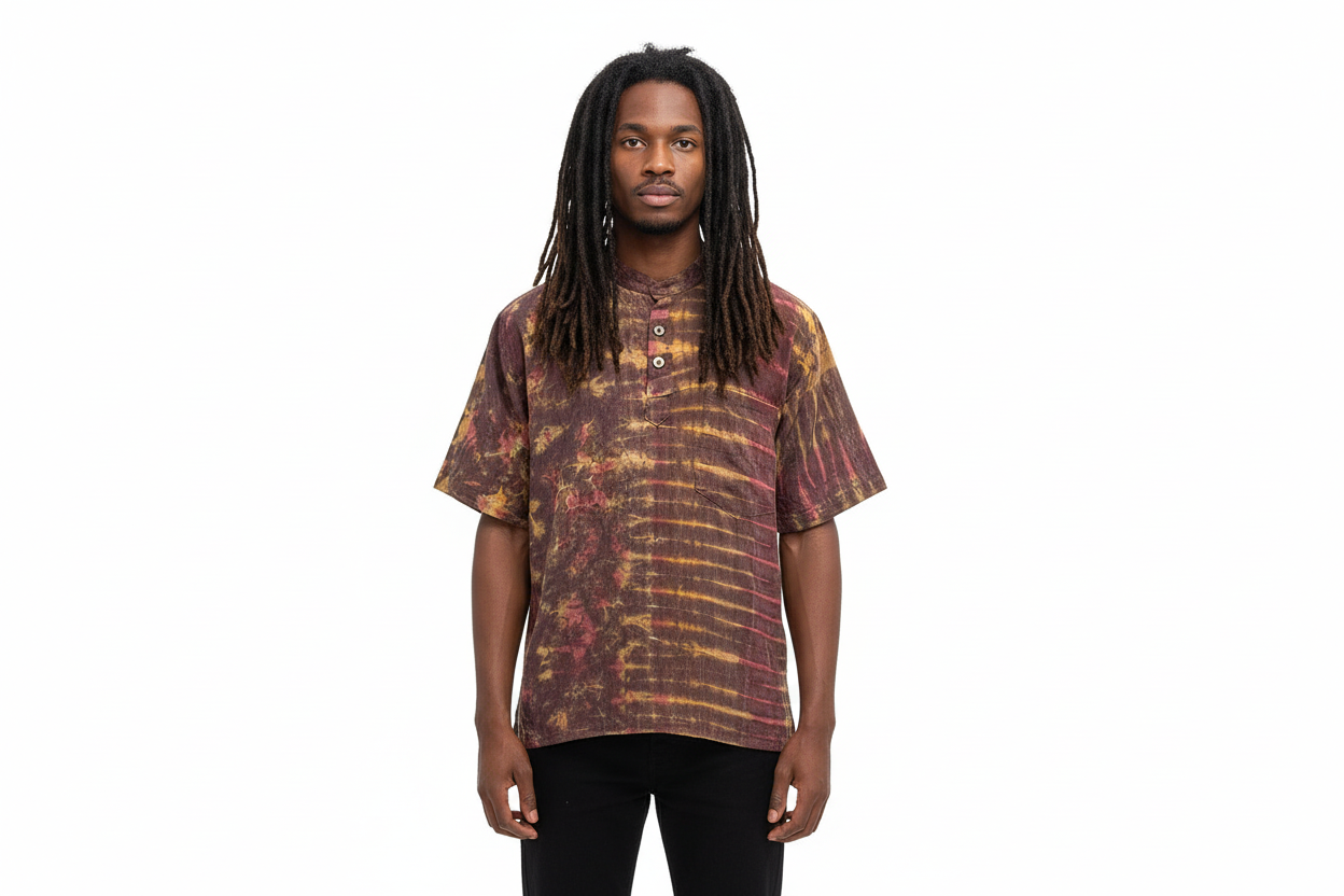 Men's Tie Dyed Short Sleeve BoHo Hippie Shirt Sizes S, M, L, X L. & 2XL-Hand Picked Imports