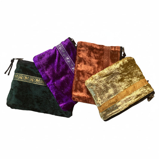 Velvet Coin Purse with Zipper – Handmade in India | 15 × 11cm-Hand Picked Imports