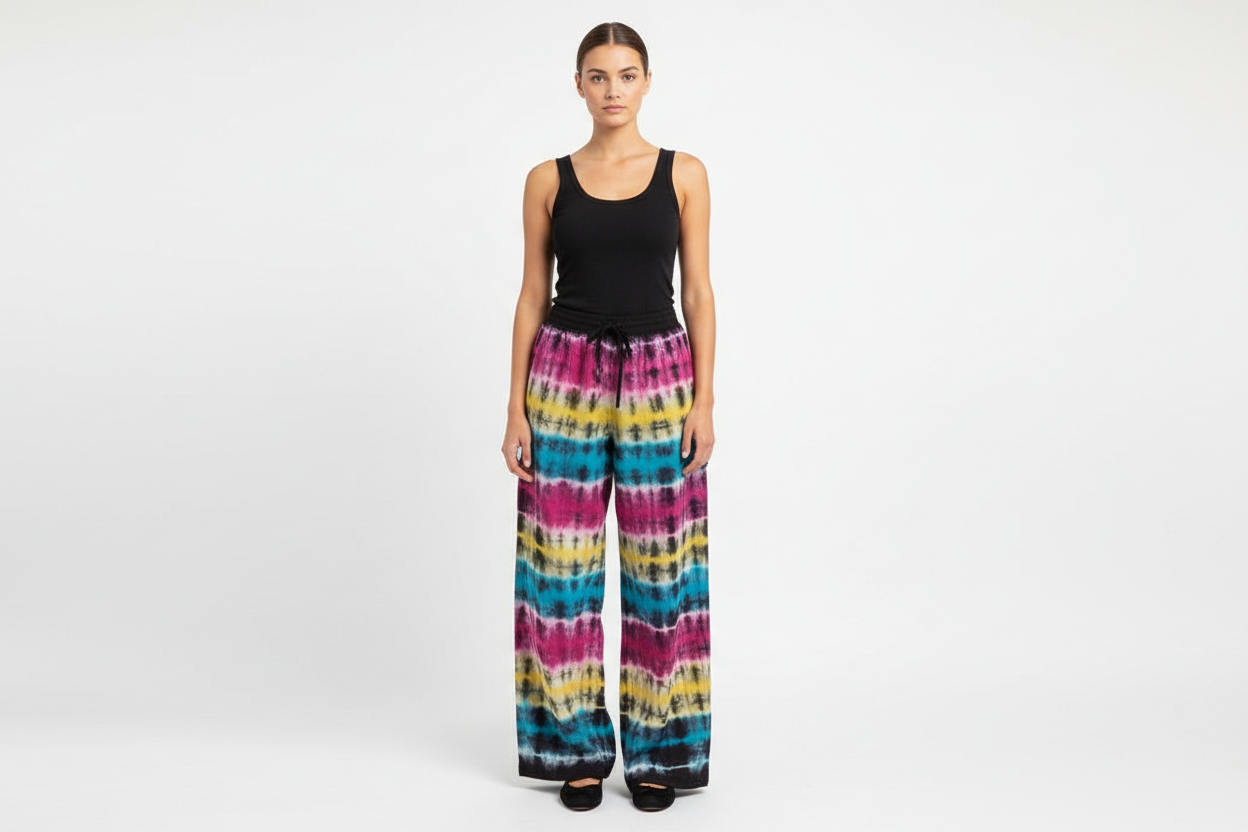 Men's/Unisex Tie-Dyed Colourful Cotton Cargo Pants Free Size-Hand Picked Imports