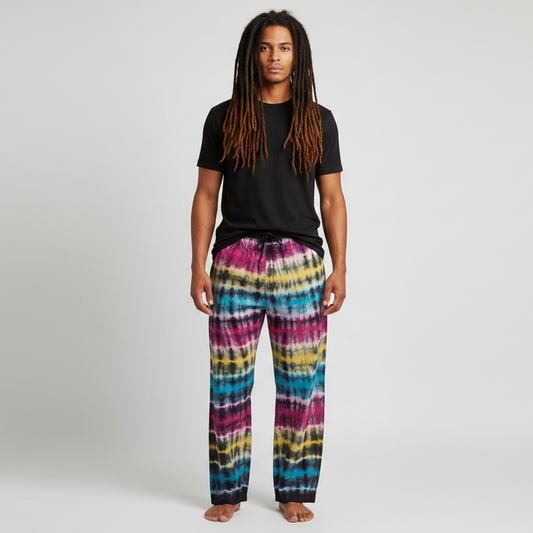 Men's/Unisex Tie-Dyed Colourful Cotton Cargo Pants Free Size-Hand Picked Imports