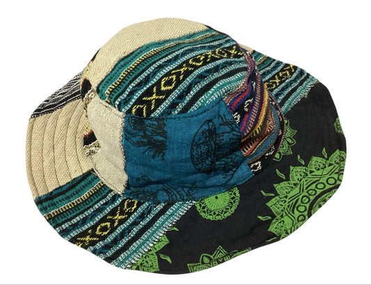 Patchwork Hemp & Cotton Unisex Hippie Hat Handmade in Nepal-Hand Picked Imports