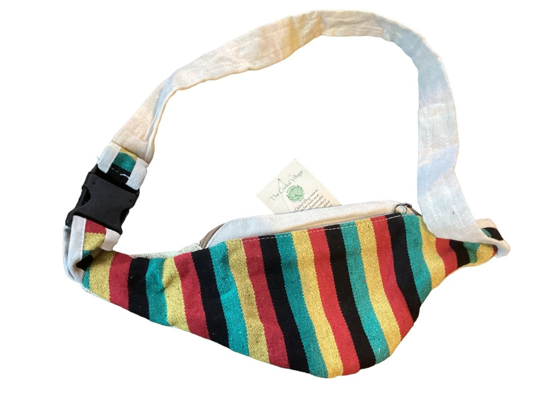 Rasta Unisex/Ladies/Men's Hemp Festival Hiking Bum Bag /Money Belt made in Nepal-Hand Picked Imports