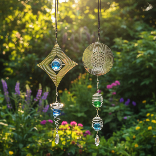 3D Hanging Garden Suncatchers with Crystal Balls — Set of 2-Hand Picked Imports