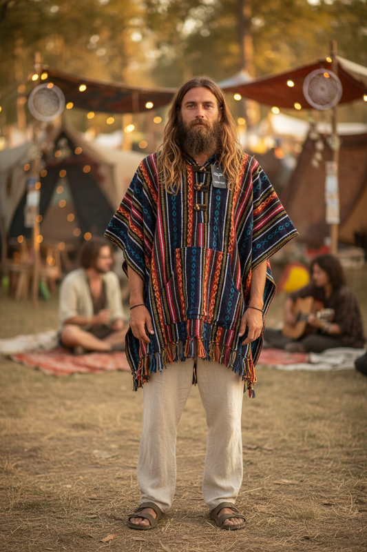 Unisex Winter Brushed Cotton Poncho Free Size Made in Nepal-Hand Picked Imports
